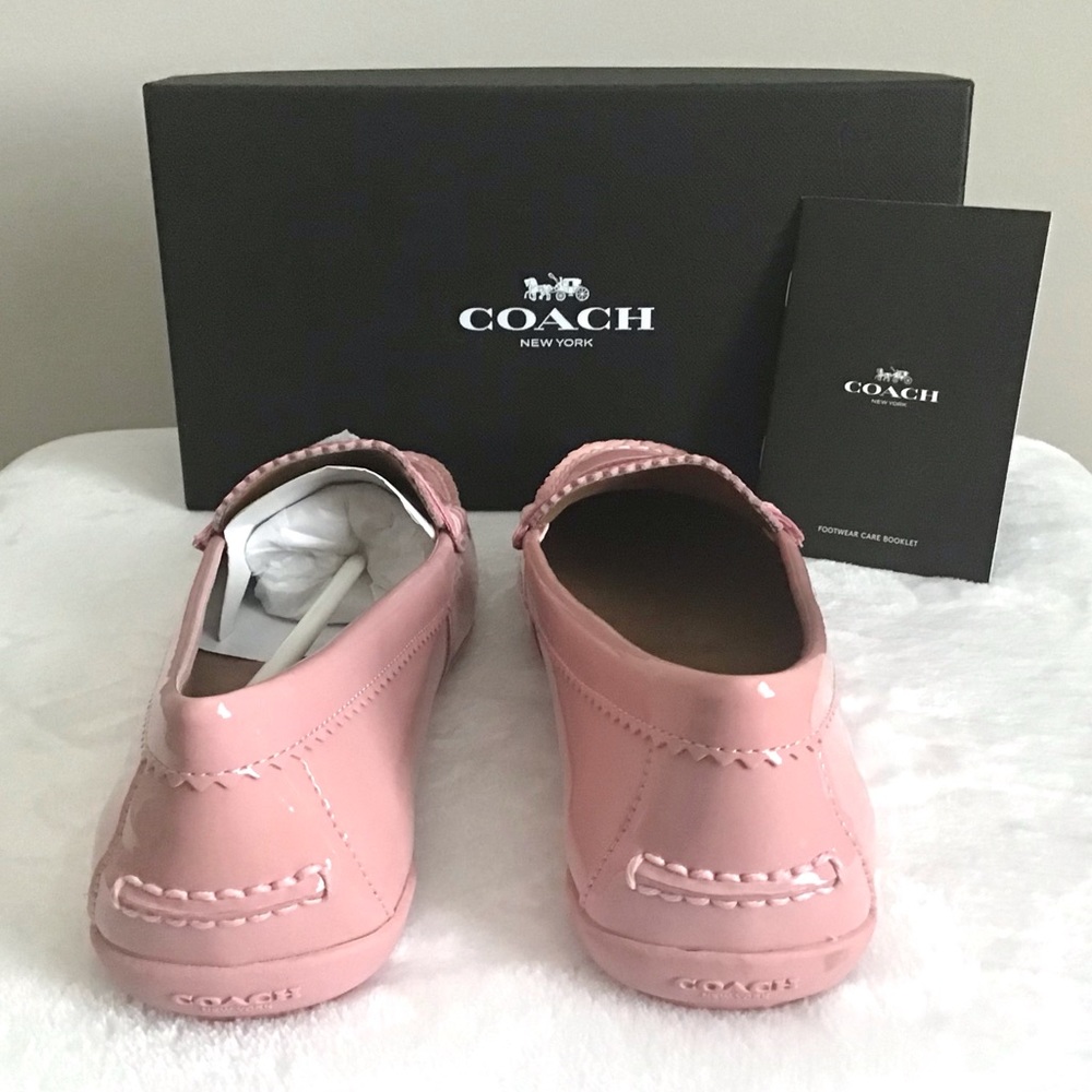 RARE COACH Pink Patent Leather Loafers Shoes New In Box - Picture 5 of 11